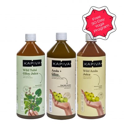 Kapiva Immunity Booster Combo (Tulsi Giloy Juice 1L + Amla Giloy Juice 1L+ Wild Amla Juice 1L)