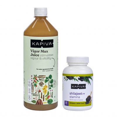 Kapiva Performance Booster Combo (Vigor Max Juice 1 L + Shilajeet Stamina Capsules (60 Capsules))
