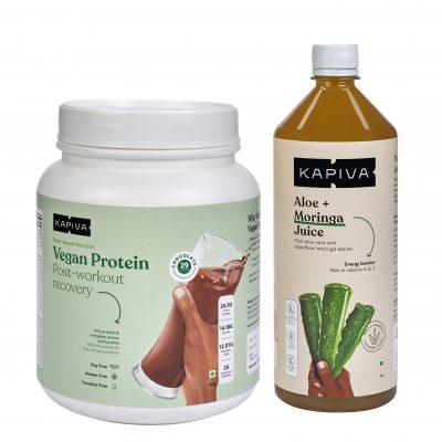 Kapiva Family Fitness Boost (Vegan Protein Powder 1Kg + Aloe Moringa Juice 1L)