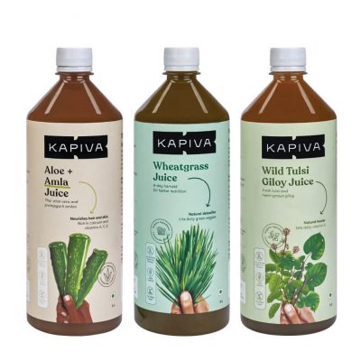 Kapiva Juice Rotation Starter Pack (Aloe Amla Juice 1L + Wheatgrass Juice 1L +  Tulsi Giloy Juice 1L)