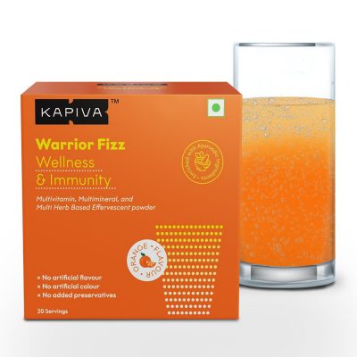 Kapiva Warrior Fizz | 11-in-1 Immunity Supplement | Natural Orange Flavour Effervescent Powder