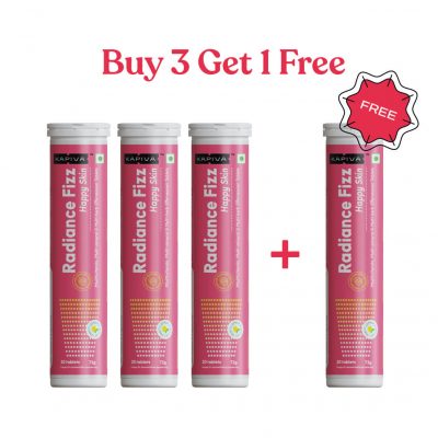 Kapiva Skin Radiance Fizz | 10-In-1 Skin Health Supplement | 20 Effervescent Tablets | Minty Lemon Flavour (Buy 3 & Get 1 Free)
